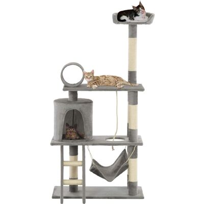 vidaXL Árvore para gatos c/ postes arranhadores sisal 140 cm cinzento Gris vidaXL Árvore para gatos c/ postes arranhadores sisal 140 cm cinzento Gris