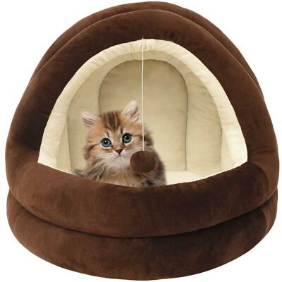 vidaXL Cama para Gatos 50x50x45 cm Marrom e Cinza - Cama para Gatos vidaXL Cama para Gatos 50x50x45 cm Marrom e Cinza - Cama para Gatos