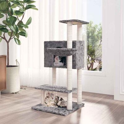 vidaXL Árvore para Gatos com Postes em Sisal Cinza Claro - árvore para gatos vidaXL Árvore para Gatos com Postes em Sisal Cinza Claro - árvore para gatos