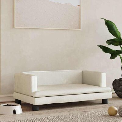 vidaXL Cama para cães Creme 80x45x30 cm Veludo - Cama para cães vidaXL Cama para cães Creme 80x45x30 cm Veludo - Cama para cães