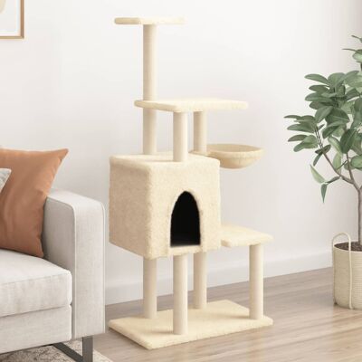 vidaXL Árvore para gatos com postes de sisal 131 cm - creme vidaXL Árvore para gatos com postes de sisal 131 cm - creme