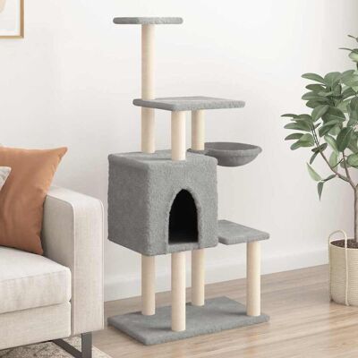 vidaXL Árvore para gatos com postes de sisal para arranhar 131 cm - cinza claro (172128) vidaXL Árvore para gatos com postes de sisal para arranhar 131 cm - cinza claro (172128)