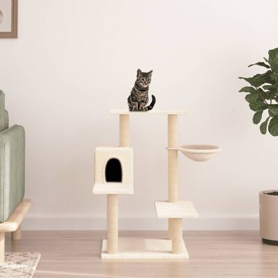 vidaXL Árvore para gatos c/ postes arranhadores sisal 82,5 cm creme Crema vidaXL Árvore para gatos c/ postes arranhadores sisal 82,5 cm creme Crema
