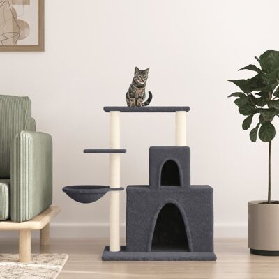 vidaXL Árvore p/ gatos c/ postes arranhadores sisal 83 cm cinza-escuro Gris vidaXL Árvore p/ gatos c/ postes arranhadores sisal 83 cm cinza-escuro Gris