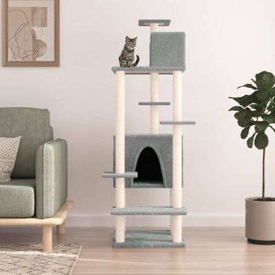 vidaXL Árvore p/ gatos c/ postes arranhadores sisal 154 cm cinza-claro Gris vidaXL Árvore p/ gatos c/ postes arranhadores sisal 154 cm cinza-claro Gris