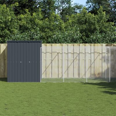 vidaXL Casota p/ cães c/ parque 165x1067x181cm aço galvaniz. antracite Antracita vidaXL Casota p/ cães c/ parque 165x1067x181cm aço galvaniz. antracite Antracita