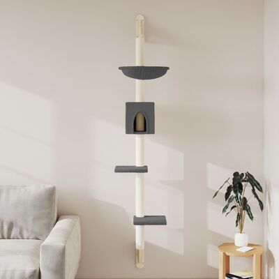 vidaXL Árvore parede p/ gatos c/ poste arranhador 187 cm cinza-escuro Gris vidaXL Árvore parede p/ gatos c/ poste arranhador 187 cm cinza-escuro Gris