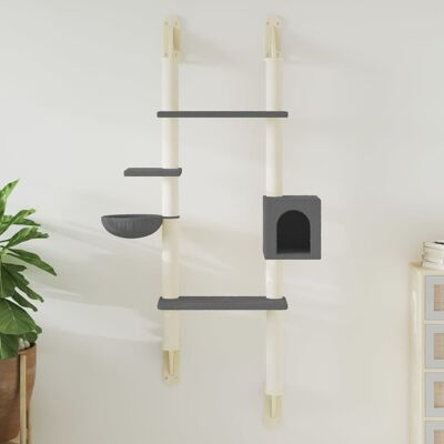 vidaXL Árvore para Gatos de Parede com Postes de Arranhar - Cinza Escuro - Torre de Escalada para Gatos vidaXL Árvore para Gatos de Parede com Postes de Arranhar - Cinza Escuro - Torre de Escalada para Gatos