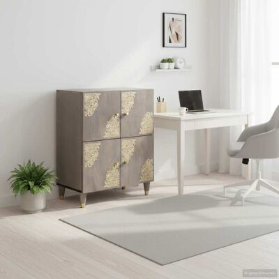 vidaXL Buffet Cinza e Ouro 60 x 33 x 75 cm Madeira de manga maciça Gris vidaXL Buffet Cinza e Ouro 60 x 33 x 75 cm Madeira de manga maciça Gris
