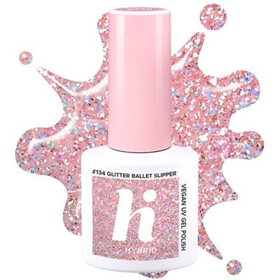HI HYBRID Vegan UV Gel Polish Glitter 134 Glit Ballet Slipper HI HYBRID Vegan UV Gel Polish Glitter 134 Glit Ballet Slipper
