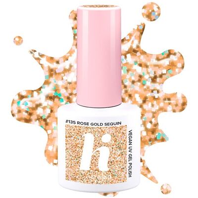 HI HYBRID Vegan UV Gel Polish Glitter 135 Rose Gold Sequin HI HYBRID Vegan UV Gel Polish Glitter 135 Rose Gold Sequin