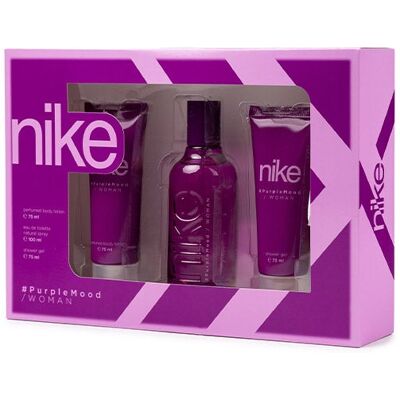 Conjunto Nike Purple Mood Mulher - 100ml EDT, Loção, Gel Conjunto Nike Purple Mood Mulher - 100ml EDT, Loção, Gel
