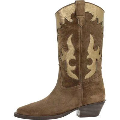 ALPE 2088 Bota Cowboy De Ante Y Piel Con Tacón Cubano Castaña Castana Talla 36 ALPE 2088 Bota Cowboy De Ante Y Piel Con Tacón Cubano Castaña Castana Talla 36