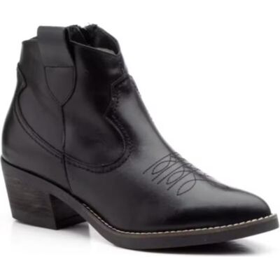 JAM Botines Cowboy Modelo 935 De Piel Para Mujer Negro Talla 38 JAM Botines Cowboy Modelo 935 De Piel Para Mujer Negro Talla 38