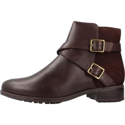 Clarks Botines De Mujer Con Hebillas Y Acabado En Piel Marrón Brown Talla 40 Clarks Botines De Mujer Con Hebillas Y Acabado En Piel Marrón Brown Talla 40