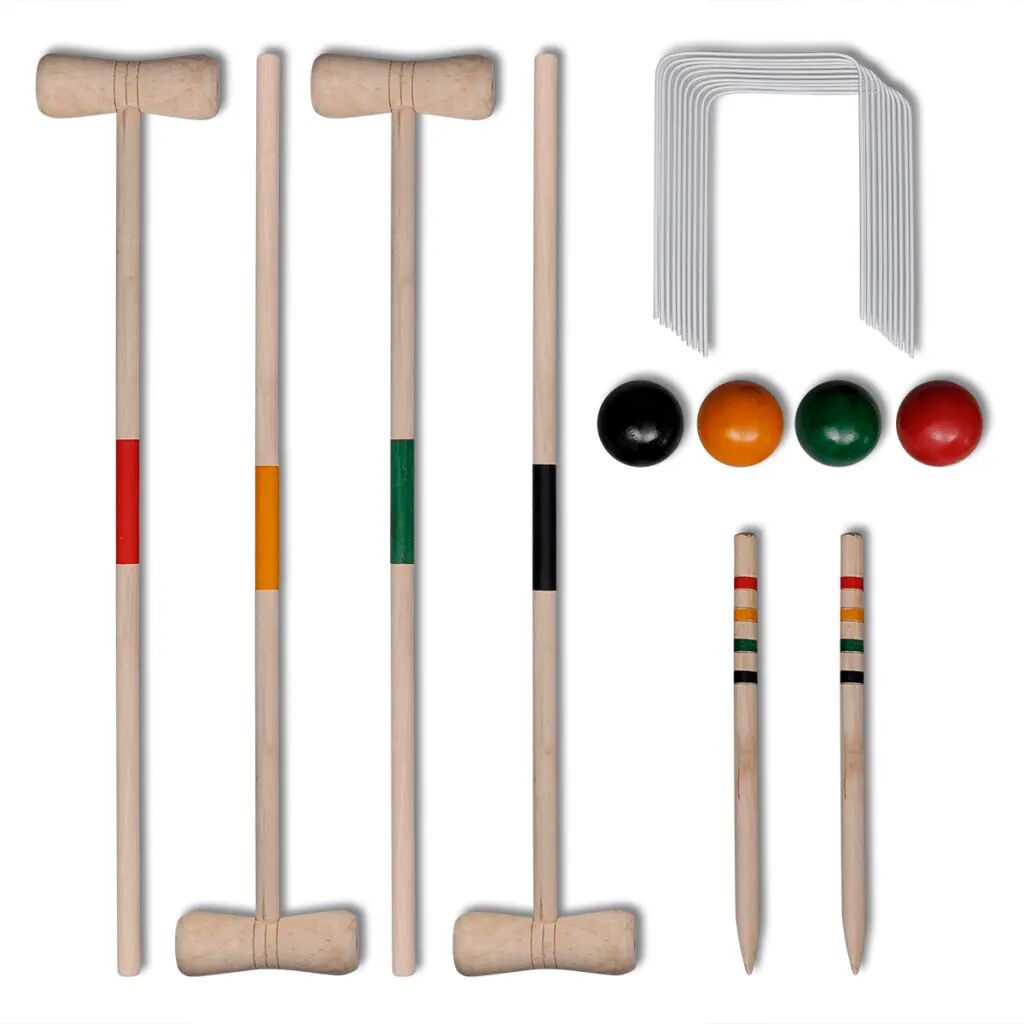 vidaXL Kit de cricket em madeira para 4 jogadores