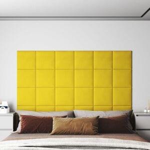 vidaXL Painel de parede 12 pcs 30x30 cm tecido 1,08 m² amarelo-claro