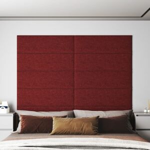 vidaXL Painel parede 12 pcs 90x30 cm tecido 3,24 m² vermelho tinto