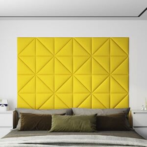 vidaXL Painel de parede 12 pcs 30x30 cm tecido 0,54 m² amarelo-claro