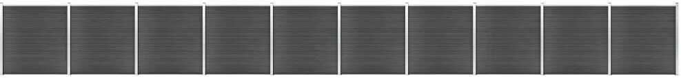 vidaXL Conjunto de painel de vedação WPC 1737x186 cm preto