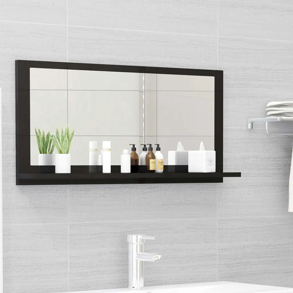 vidaXL Espelho de casa de banho 80x10,5x37 cm contrap. preto brilhante
