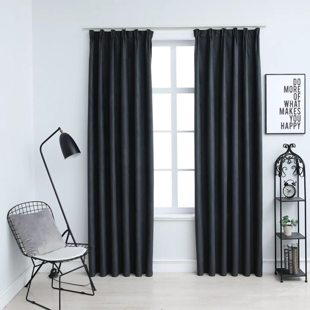 vidaXL Cortinas blackout com ganchos 2 pcs 140x245 cm antracite