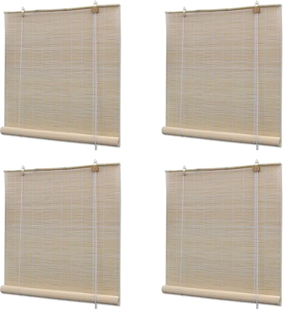 vidaXL Estores de rolo em bambu natural 4 pcs 120x160 cm