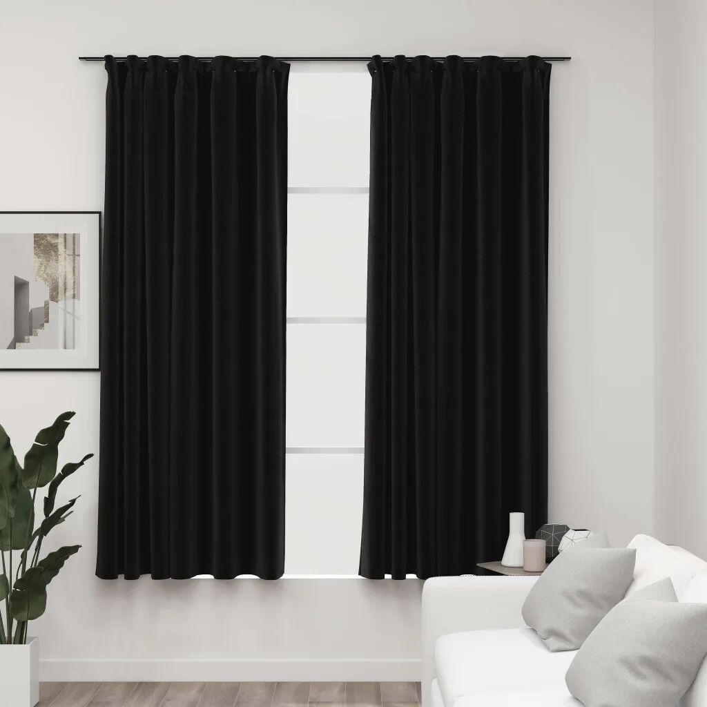 vidaXL Cortinas opacas aspeto linho + ganchos 2pcs 140x175cm antracite