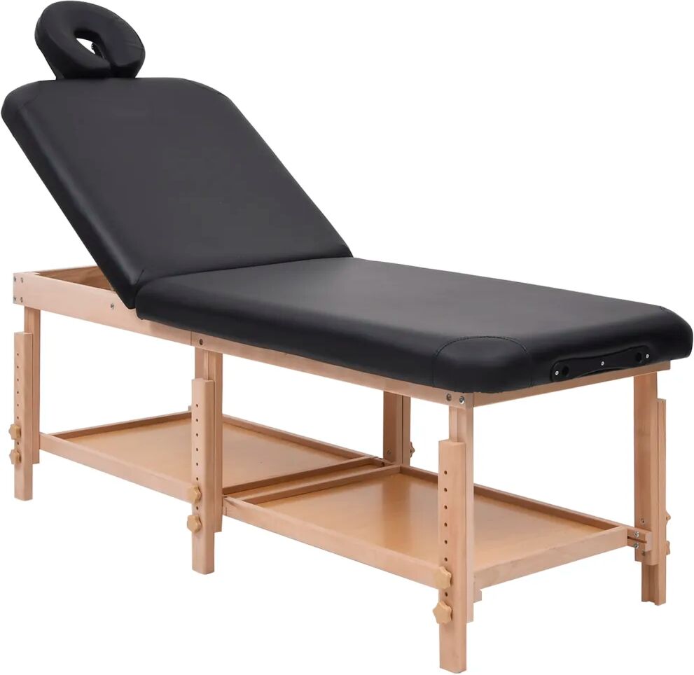 vidaXL Mesa de massagens com 2 zonas couro artificial preto