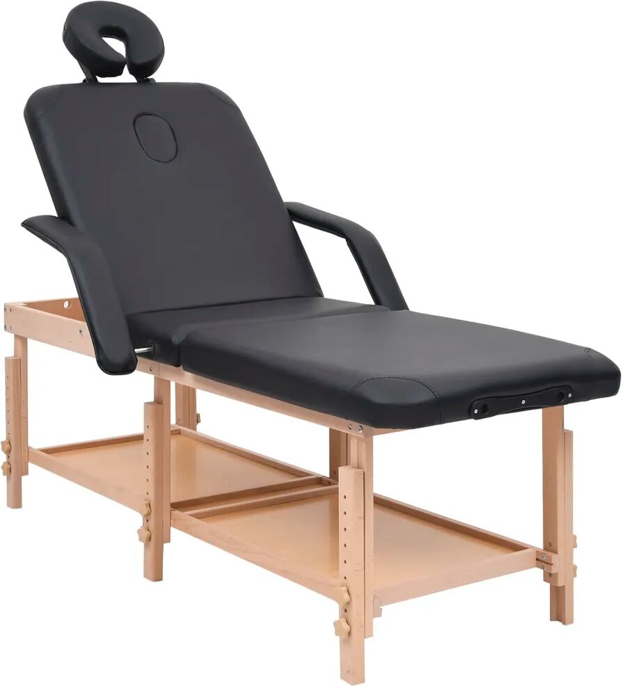 vidaXL Mesa de massagens com 3 zonas couro artificial preto