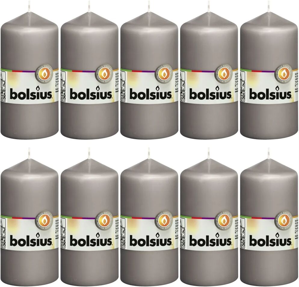 Bolsius Velas cilíndricas 10 pcs 120x58 mm cinzento