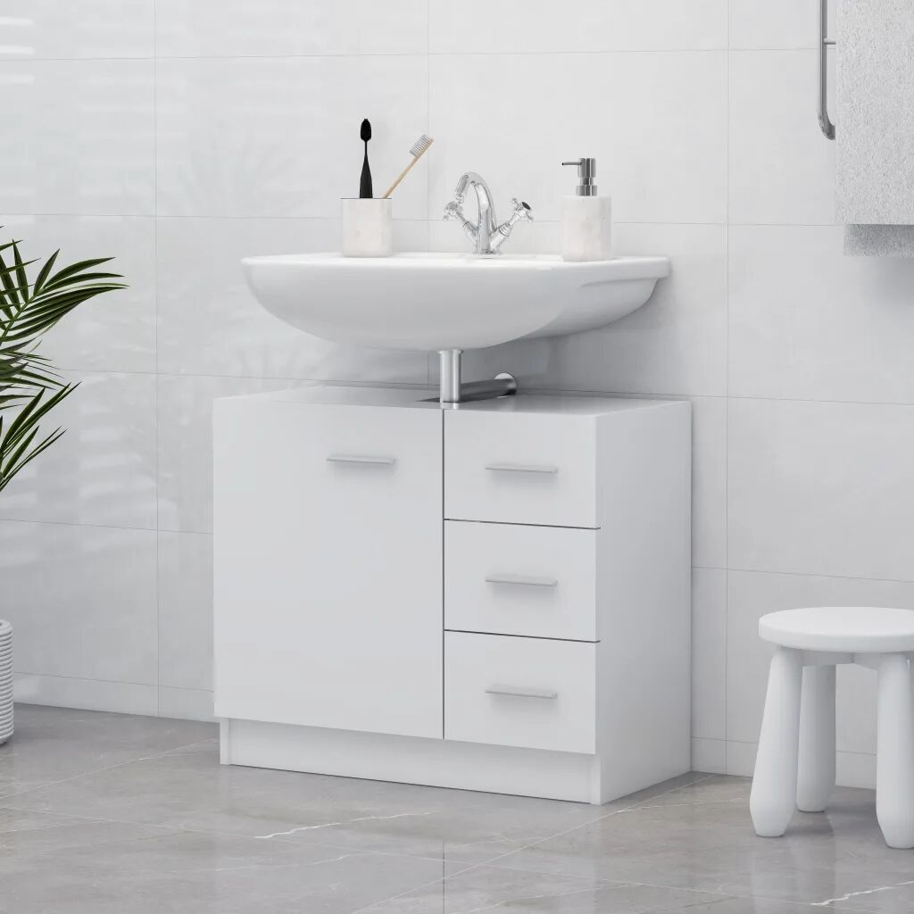 vidaXL Armário de lavatório 63x30x54 cm contraplacado branco