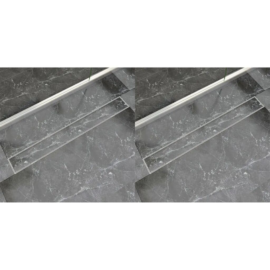 vidaXL Dreno de chuveiro linear 2 pcs 930x140 mm aço inoxidável