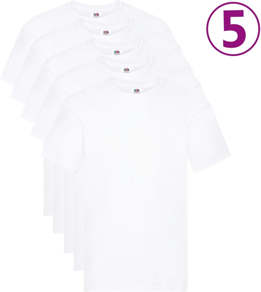 Fruit of the Loom T-shirts originais 5 pcs algodão 3XL branco