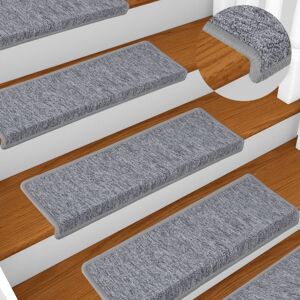 vidaXL Tapete/carpete para degraus 15 pcs 65x21x4 cm branco e cinzento