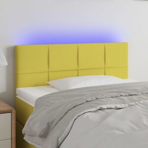 vidaXL Cabeceira de cama c/ luzes LED tecido 90x5x78/88 cm verde