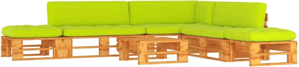 vidaXL 6 pcs conjunto lounge paletes pinho impregnado castanho mel