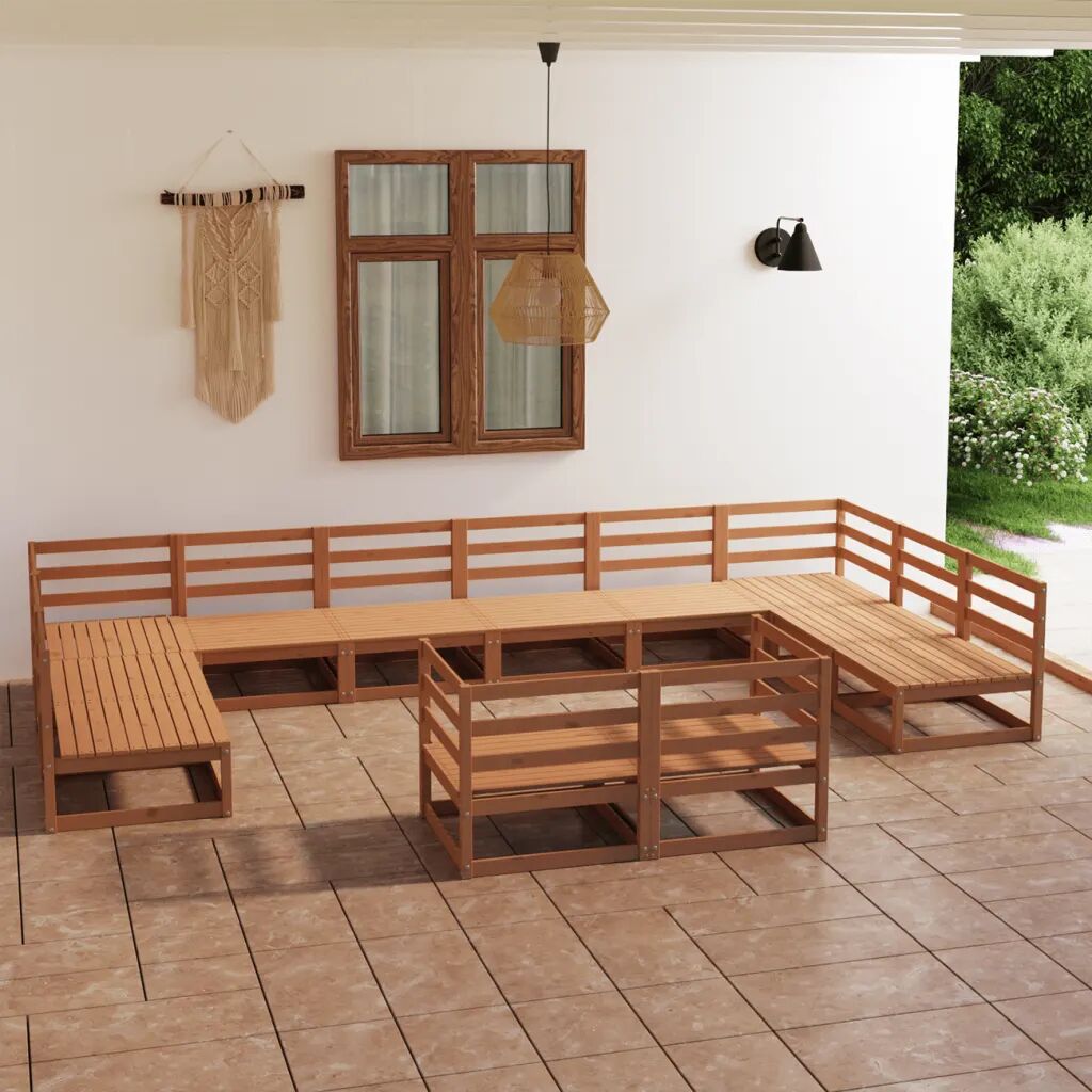 vidaXL 12 pcs conjunto lounge de jardim pinho maciço