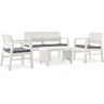 vidaXL 4 pcs conjunto lounge de jardim com almofadões plástico branco