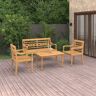 vidaXL 4 pcs conjunto lounge de jardim madeira de teca maciça