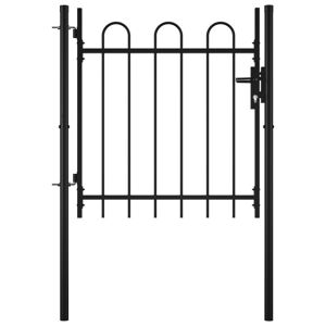 vidaXL Portão de cerca com porta única e topo em aros 100x75 cm