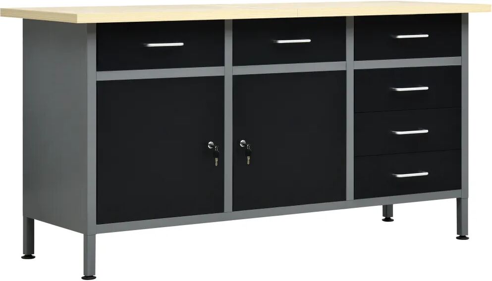 vidaXL Bancada de trabalho 160x60x85 cm aço preto