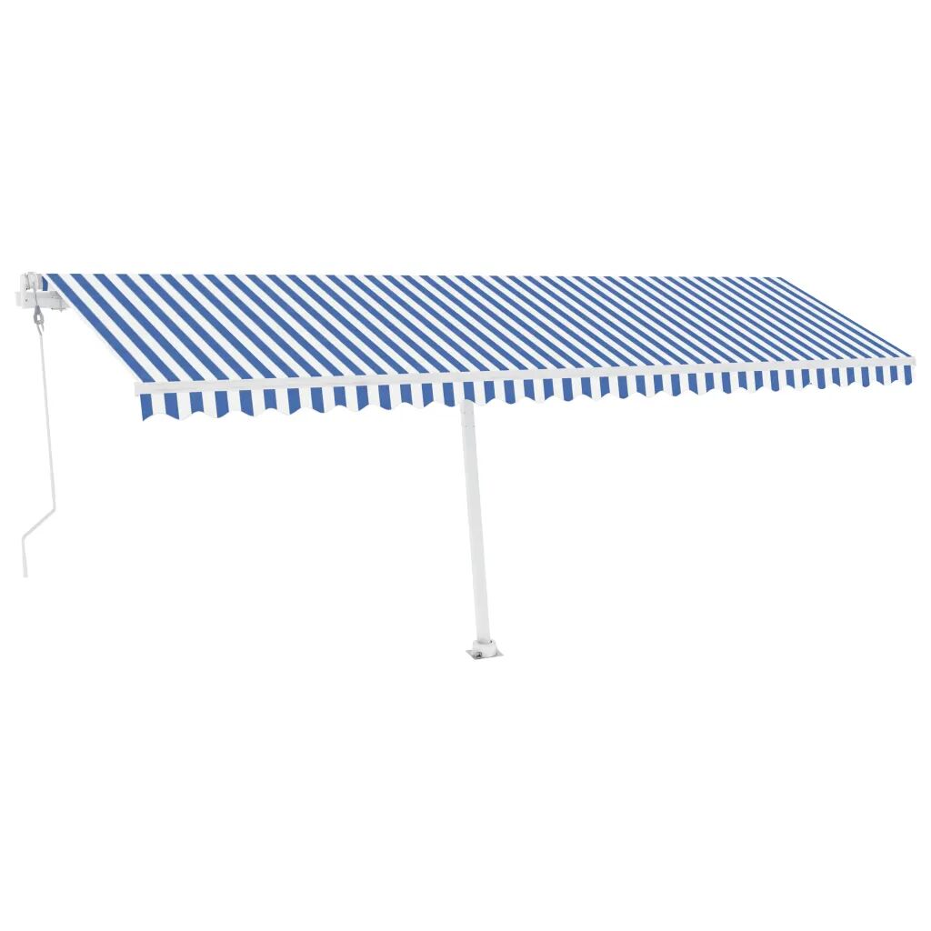 vidaXL Toldo autom. c/ LED e sensor de vento 600x350 cm azul/branco