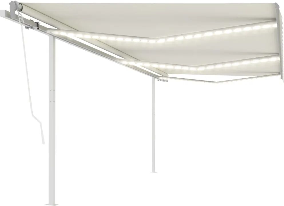 vidaXL Toldo automático c/ LED e sensor de vento 6x3,5 m cor creme