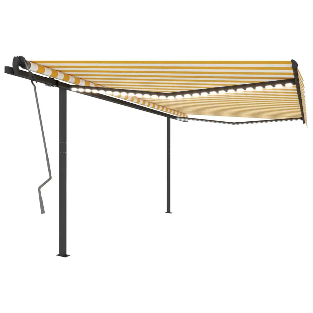 vidaXL Toldo automático LED e sensor de vento 4x3,5 m amarelo e branco