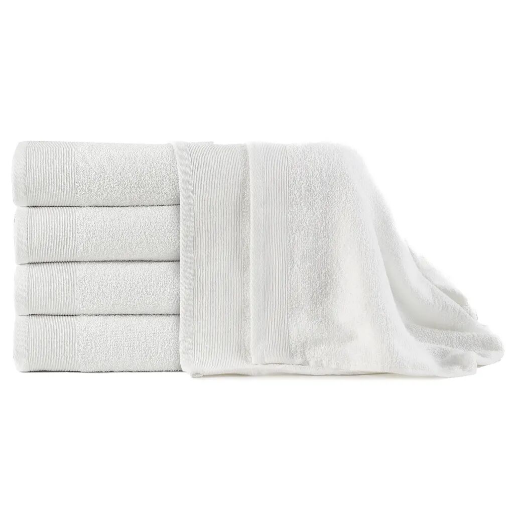 vidaXL Toalhas de banho 5 pcs algodão 450 g 100x150 cm branco