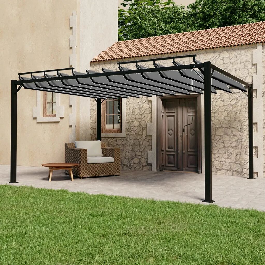 vidaXL Gazebo c/ telhado de persiana 3x4 m tecido antracite e alumínio