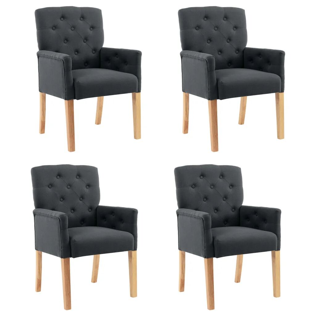 vidaXL Cadeiras de jantar com apoio de braços 4 pcs tecido cinzento