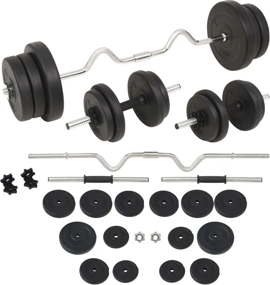 vidaXL Conjunto de barras e halteres 60 Kg