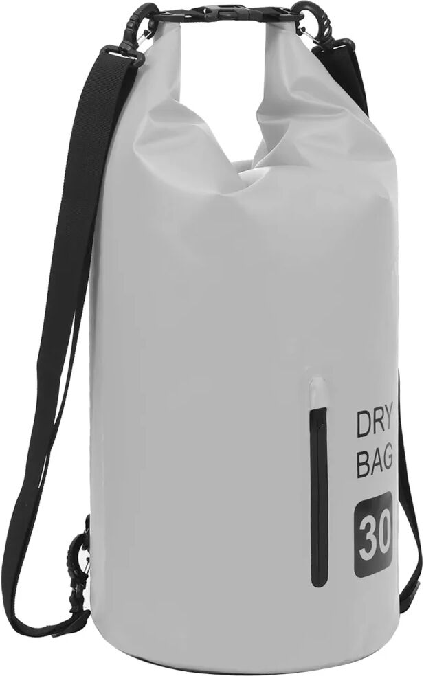 vidaXL Bolsa impermeável com fecho 30 L PVC cinzento